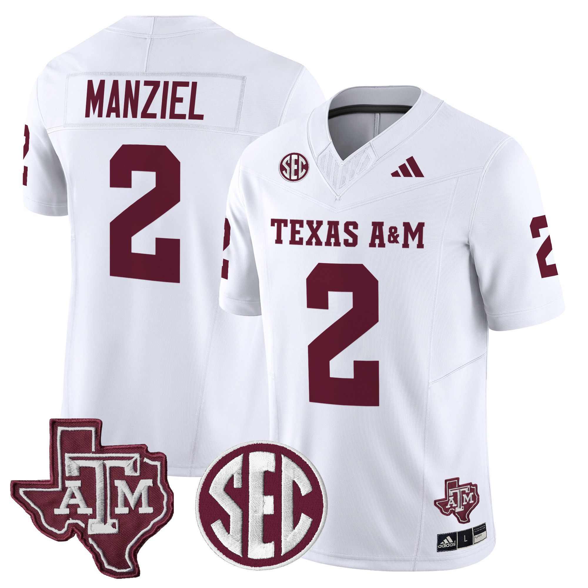 Men Texas A&M Aggies #2 Manziel White 2024 Vapor Limited NCAA Jersey